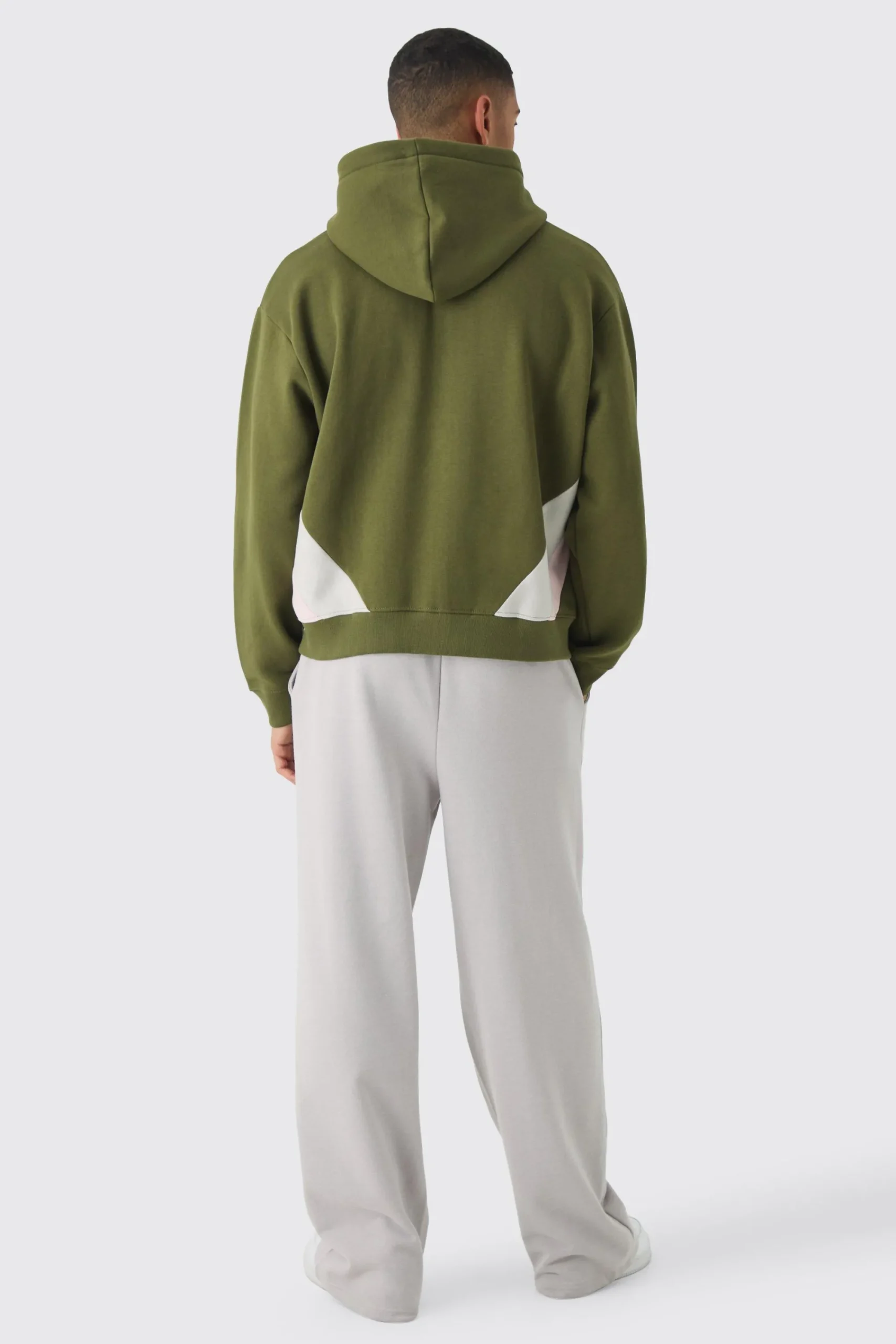 boohooMAN Oversized Boxy Cut & Sew Colour Block Zip Through Hoodie | UK| Hoodies & Sweatshirts