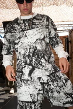 boohooMAN Oversized Boxy Denim Printed Waffle T-shirt & Shorts Set | UK| Tracksuits