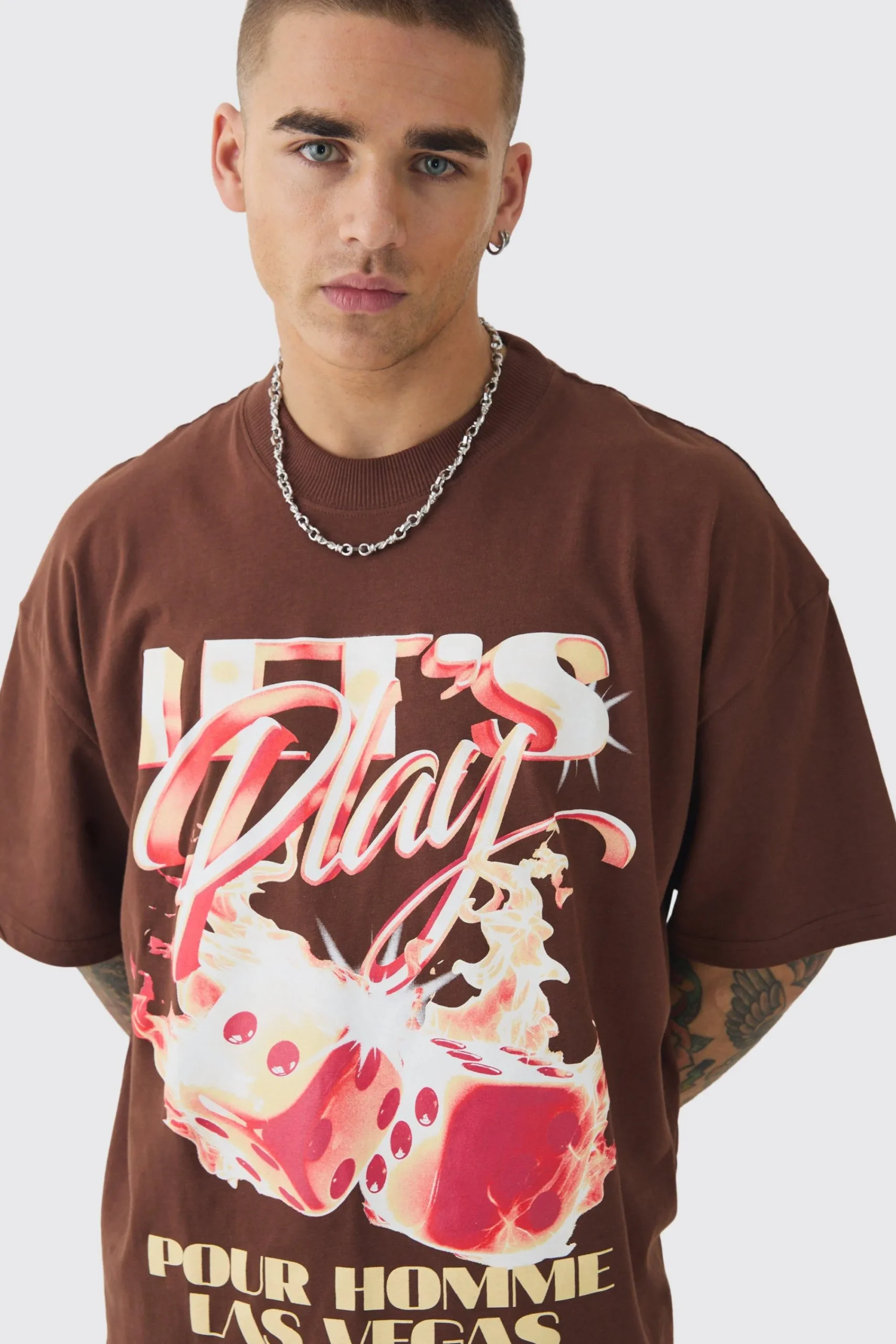 Oversized Boxy Dice Flame Graphic T-shirt | UK^boohooMAN Best