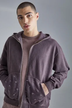 boohooMAN Oversized Boxy Distressed Washed Hoodie | UK| Hoodies & Sweatshirts