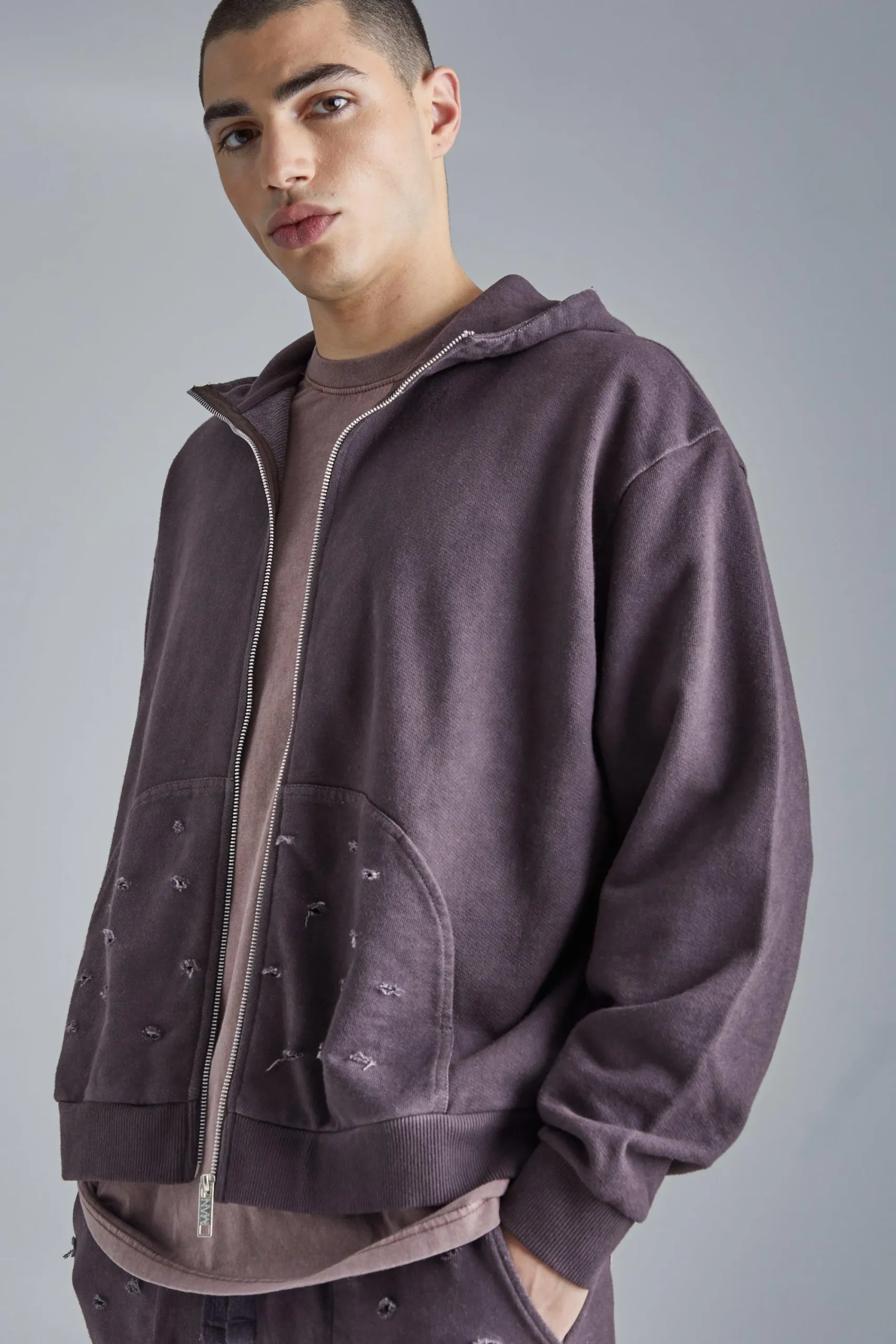 boohooMAN Oversized Boxy Distressed Washed Hoodie | UK| Hoodies & Sweatshirts