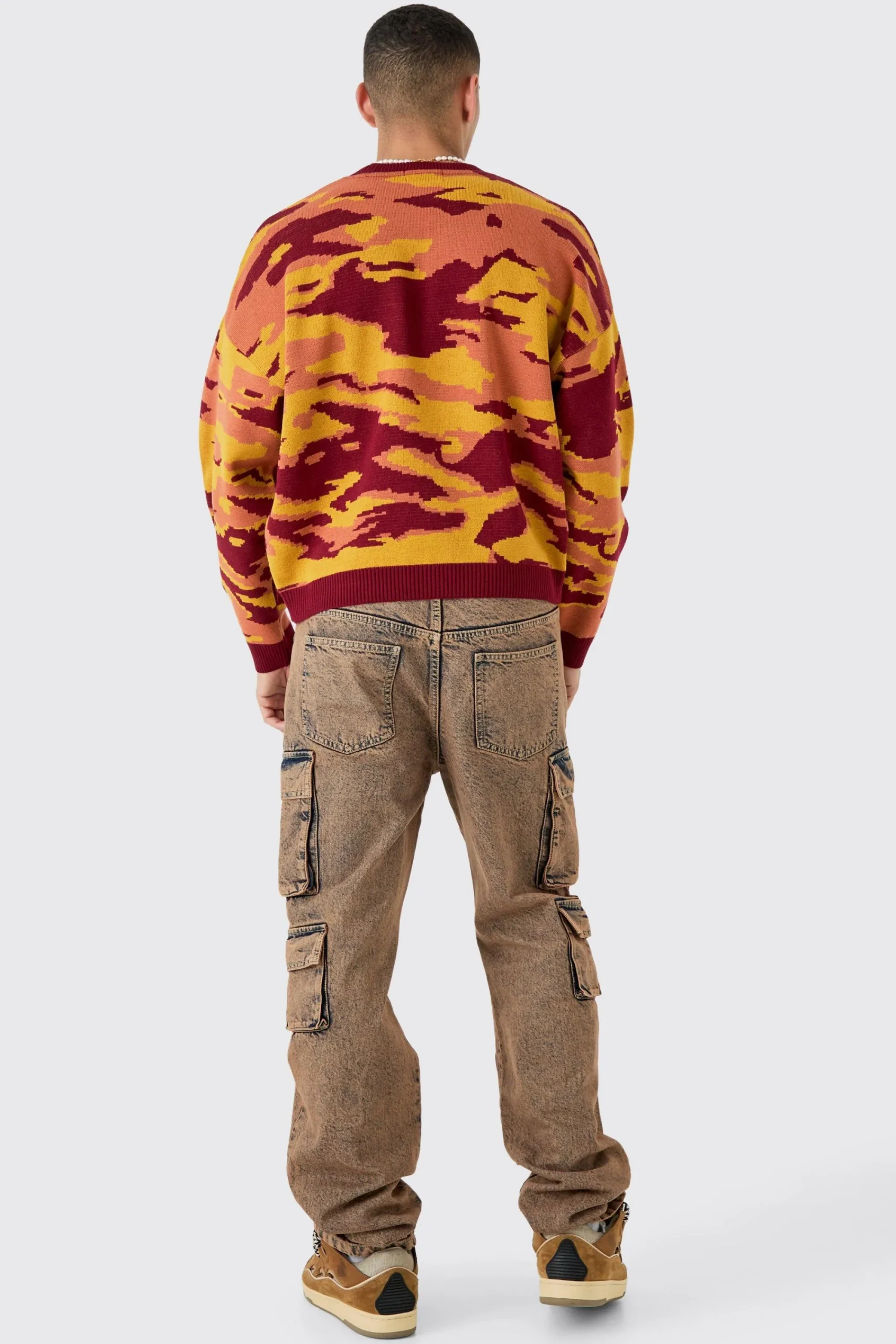 boohooMAN Oversized Boxy Drop Shoulder Abstract Jumper | UK| Knitwear