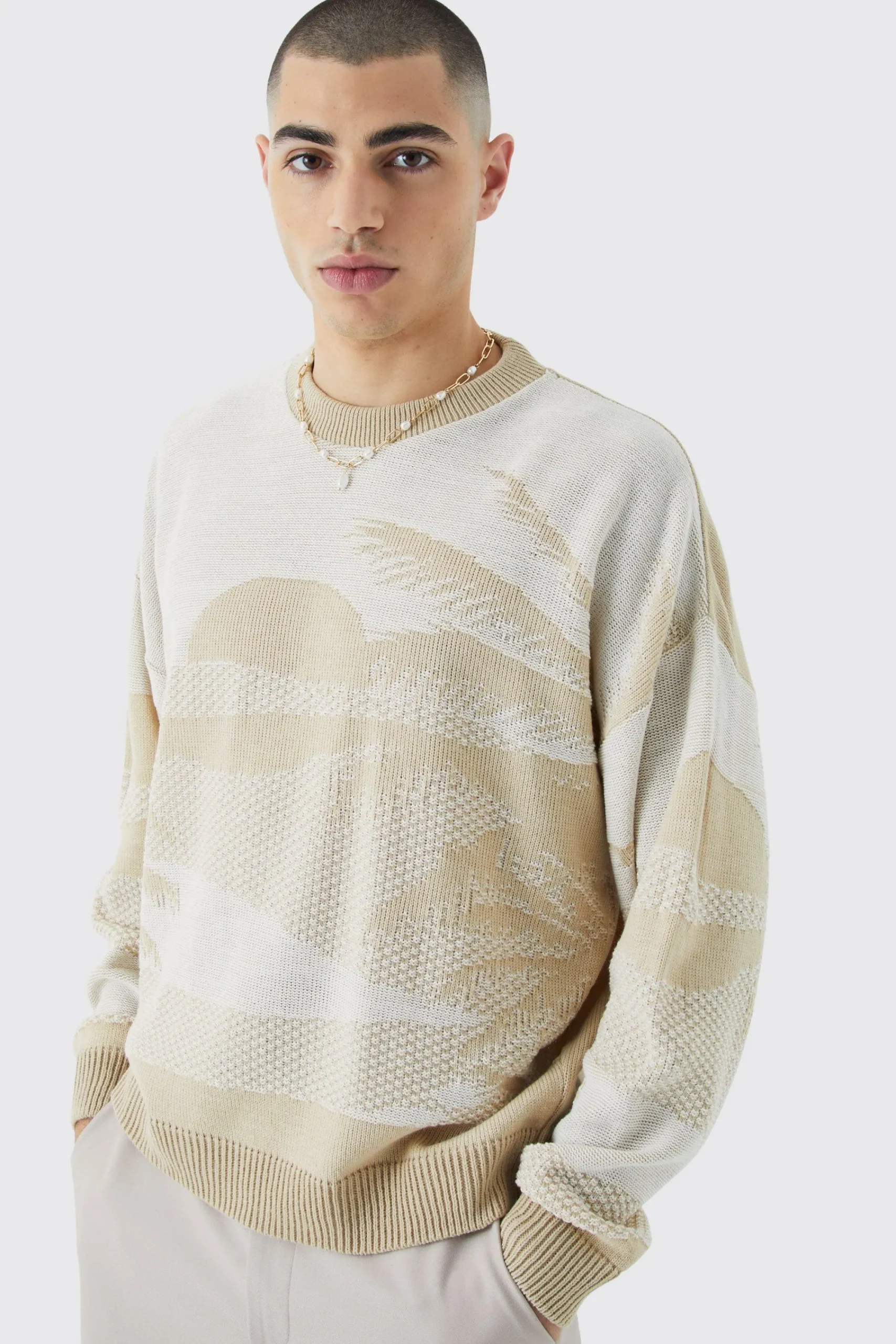 boohooMAN Oversized Boxy Drop Shoulder Graphic Jumper | UK| Knitwear