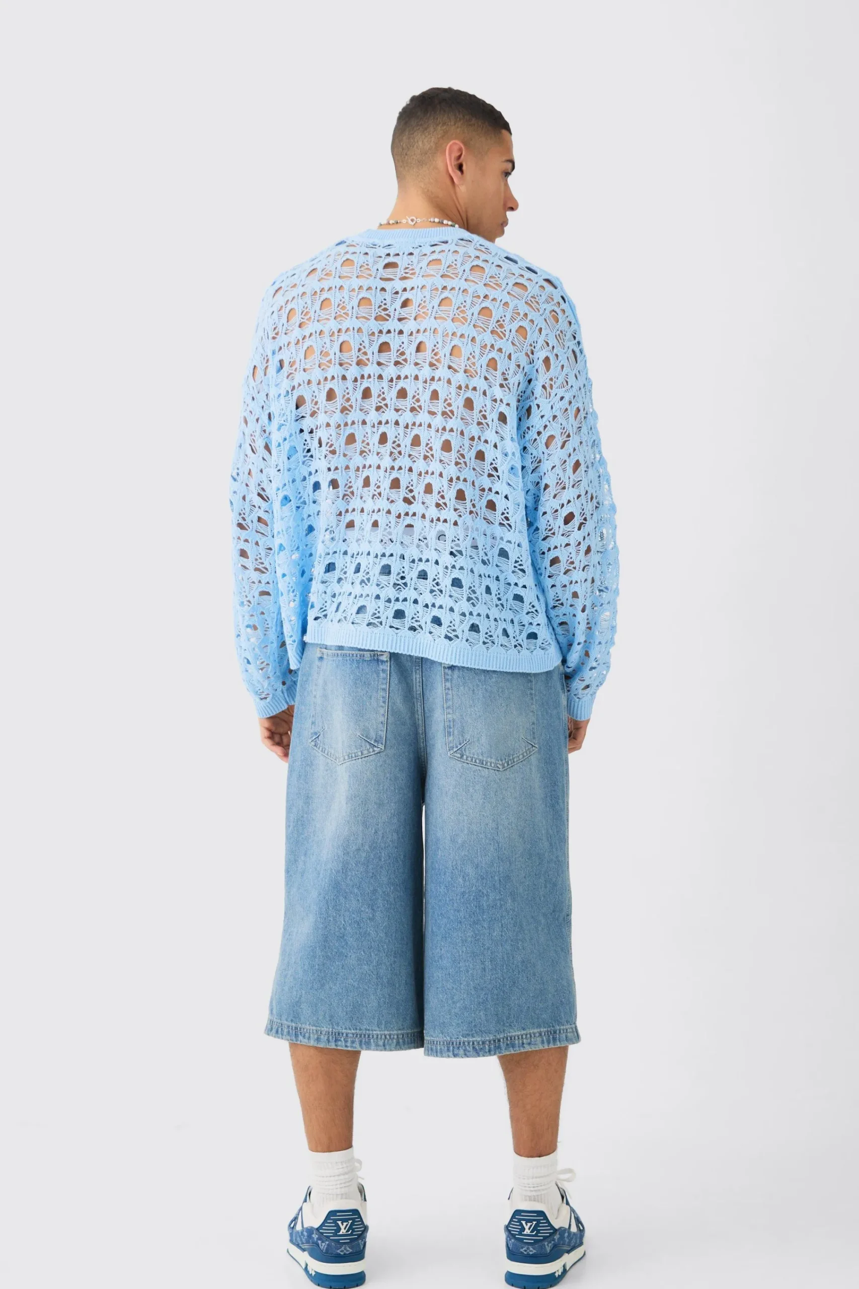 boohooMAN Oversized Boxy Drop Shoulder Open Knit Jumper In | UK| Knitwear