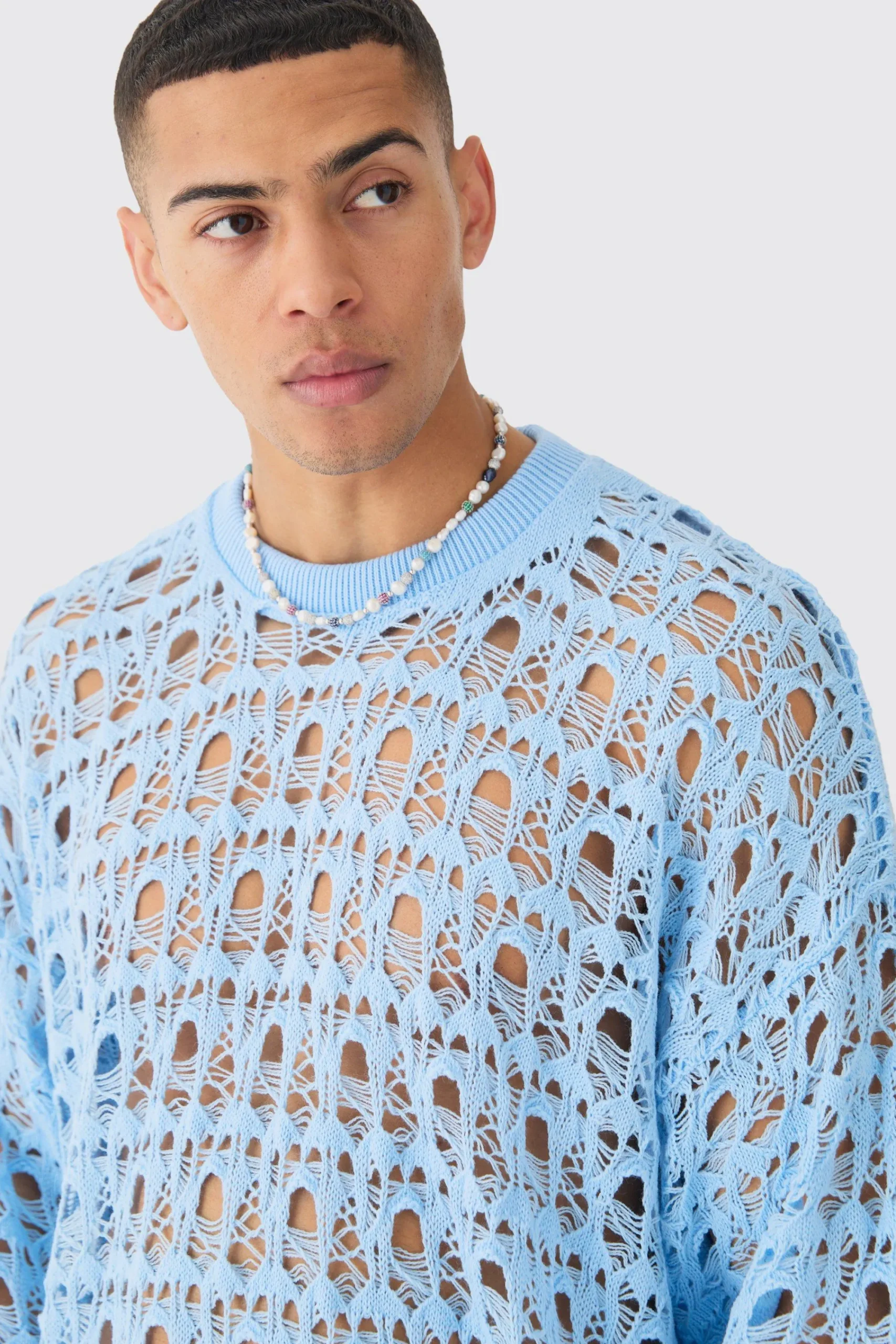 boohooMAN Oversized Boxy Drop Shoulder Open Knit Jumper In | UK| Knitwear