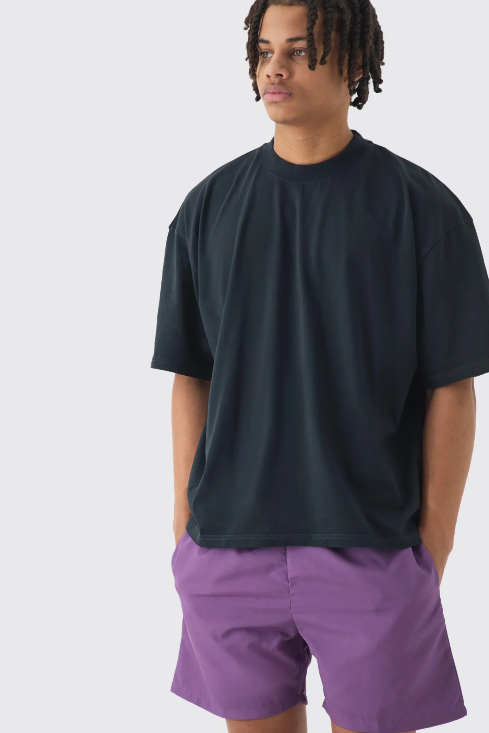 boohooMAN Oversized Boxy Extended Neck Bird Graphic T-shirt & Swim Set | UK| Sets & Co-Ords|Tracksuits