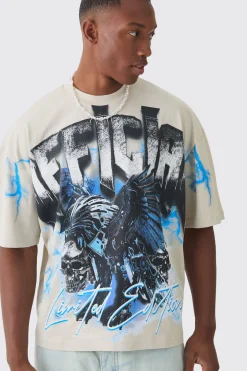 Oversized Boxy Extended Neck Extreme Official T-shirt | UK^boohooMAN Discount