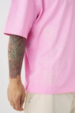 Oversized Boxy Extended Neck Line Drawing T-shirt | UK^boohooMAN Best