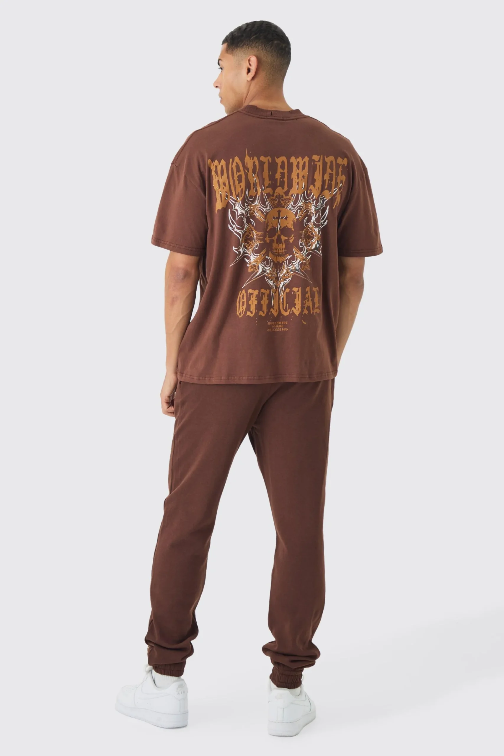 Oversized Boxy Extended Neck Distressed Skull Print T-Shirt | UK^boohooMAN New