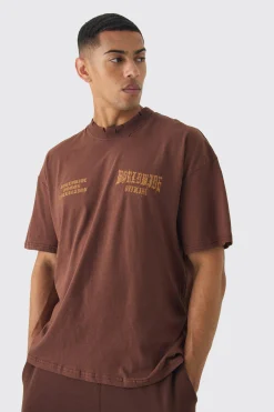 Oversized Boxy Extended Neck Distressed Skull Print T-Shirt | UK^boohooMAN New