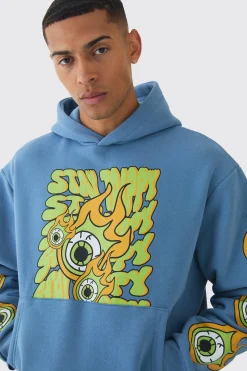 boohooMAN Oversized Boxy Eye Puff Print Graphic Hooded Tracksuit | UK| Tracksuits
