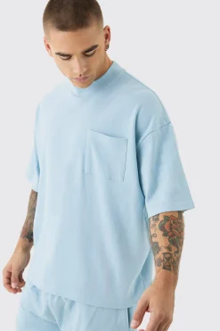 boohooMAN Oversized Boxy Fit Double Knit Mesh T-shirt & Short Set | UK| Sets & Co-Ords|Tracksuits