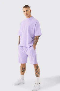 boohooMAN Oversized Boxy Fit Double Knit Mesh T-shirt & Short Set | UK| Sets & Co-Ords|Tracksuits