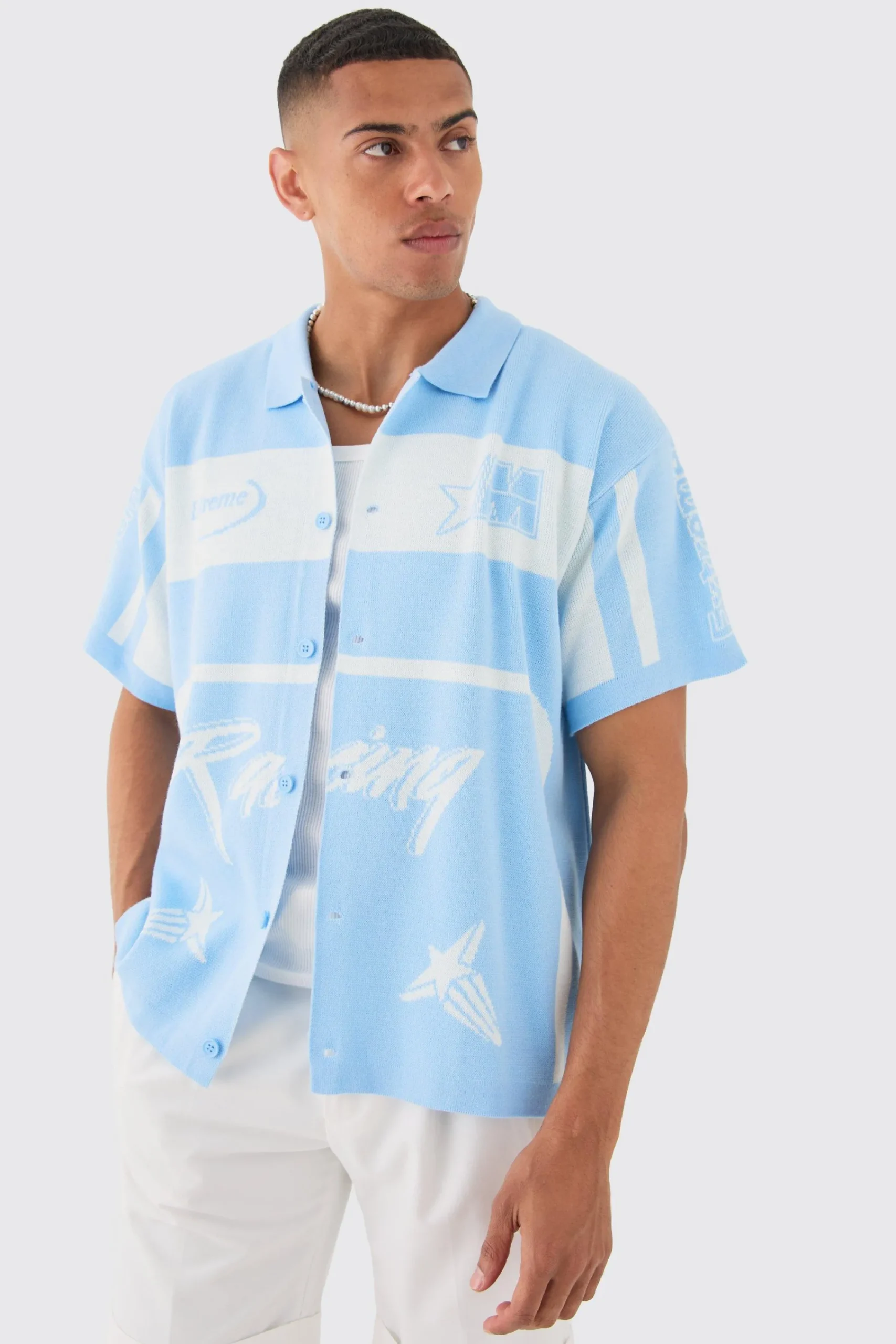 boohooMAN Oversized Boxy Fit Knitted Moto Shirt | UK| Shirts|Knitwear