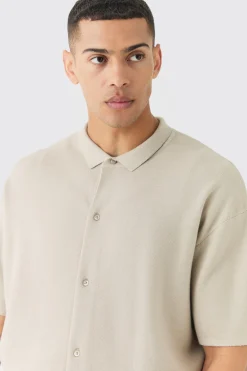 boohooMAN Oversized Boxy Fit Short Sleeve Knitted Shirt | UK| Shirts|Knitwear