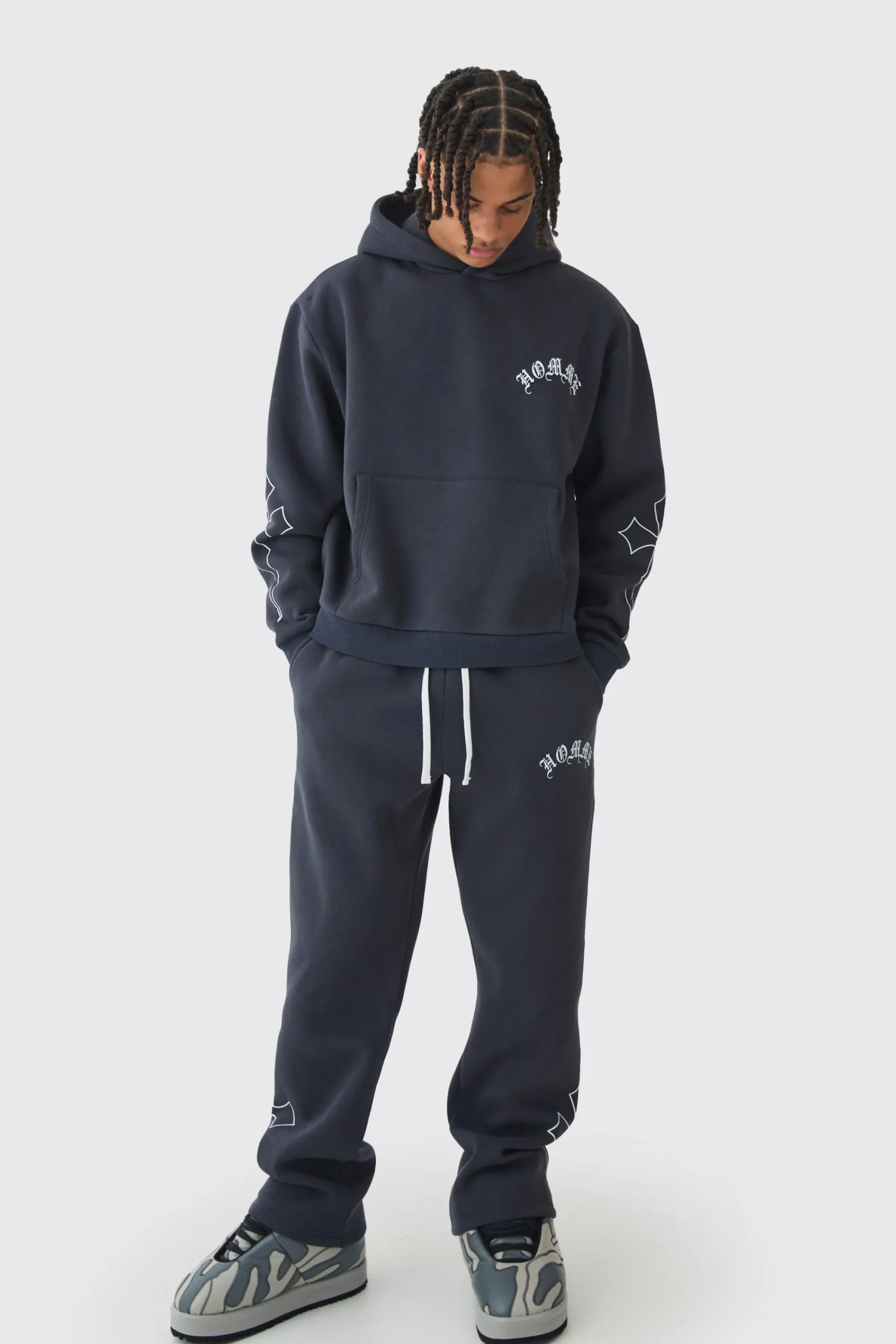 boohooMAN Oversized Boxy Gothic Homme Cross Tracksuit | UK| Tracksuits