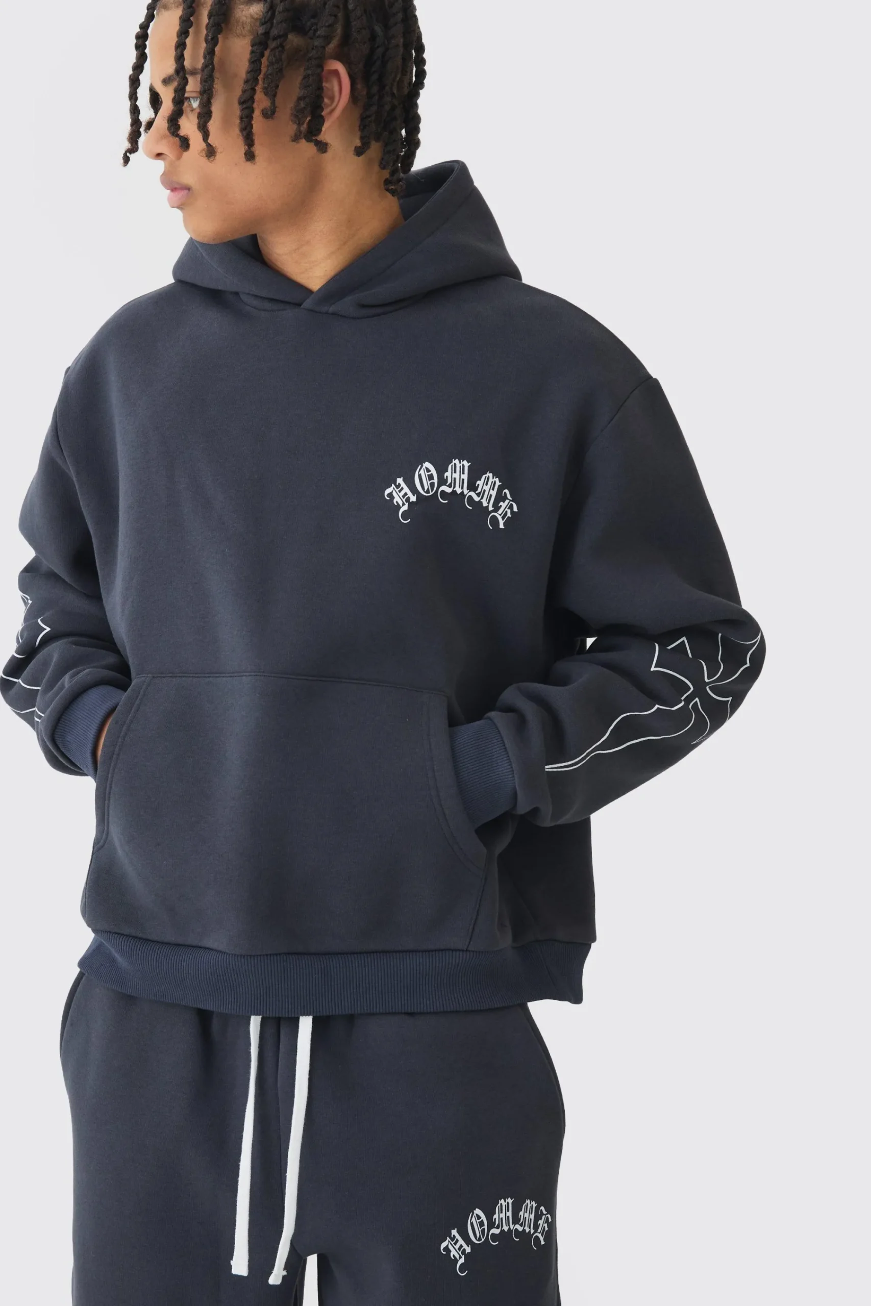 boohooMAN Oversized Boxy Gothic Homme Cross Tracksuit | UK| Tracksuits