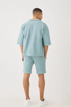 boohooMAN Oversized Boxy Half Sleeve V Neck Polo And Short Set | UK| Sets & Co-Ords|Tracksuits