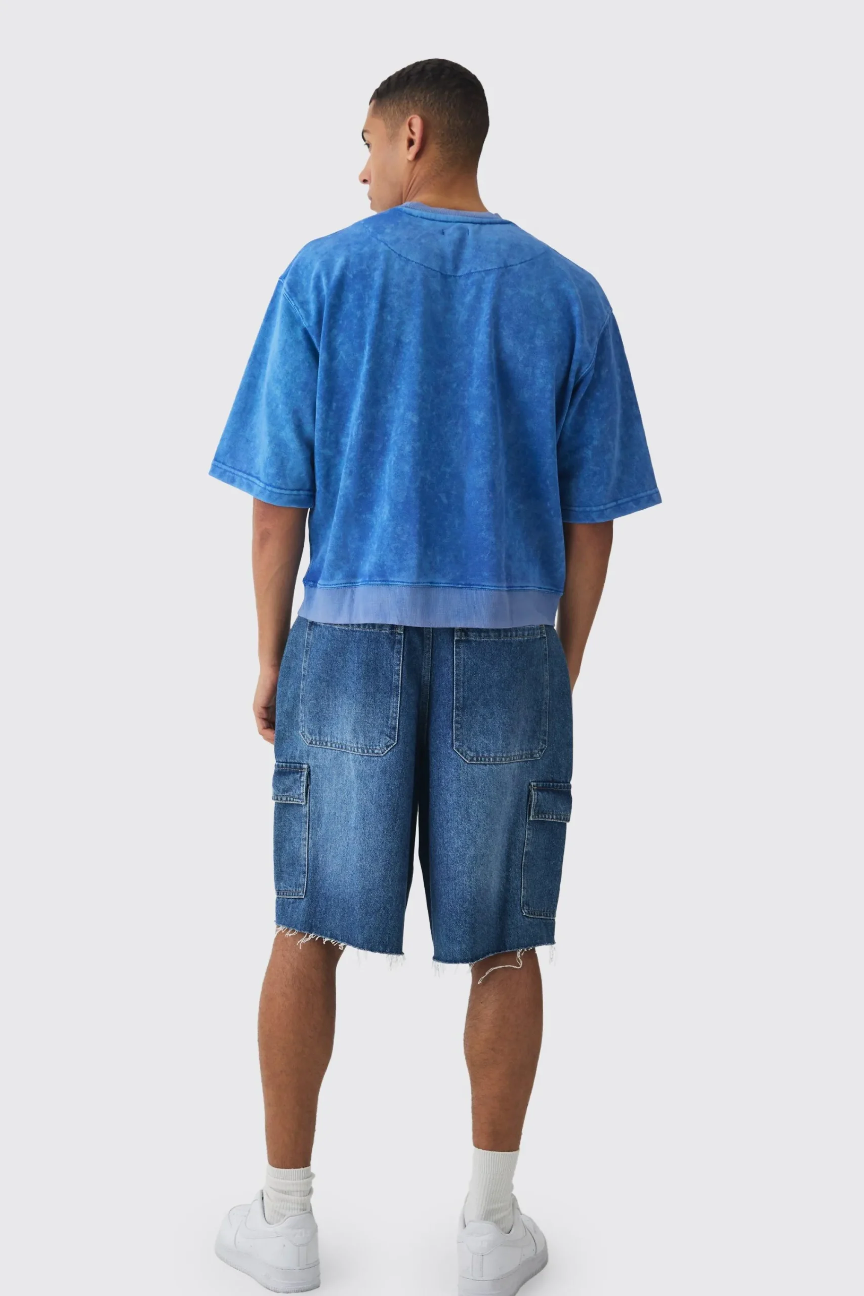 boohooMAN Oversized Boxy Half Sleeve Acid Washed Sweatshirt | UK| Hoodies & Sweatshirts