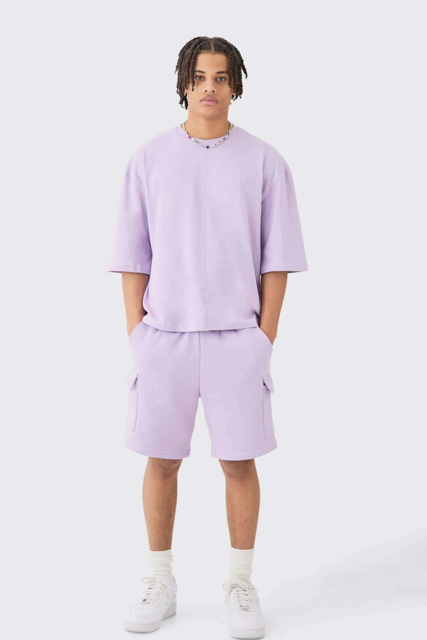 boohooMAN Oversized Boxy Half Sleeve T-shirt & Cargo Short Set | UK| Shorts|Sets & Co-Ords