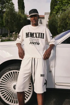 boohooMAN Oversized Boxy Half Sleeve Moto Applique T-shirt & Short Set | UK| Sets & Co-Ords|Tracksuits