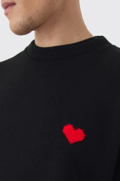 boohooMAN Oversized Boxy Heart Jumper | UK| Knitwear