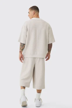 boohooMAN Oversized Boxy Heavy Boucle Short Sleeve Rugby Sweat | UK| Hoodies & Sweatshirts