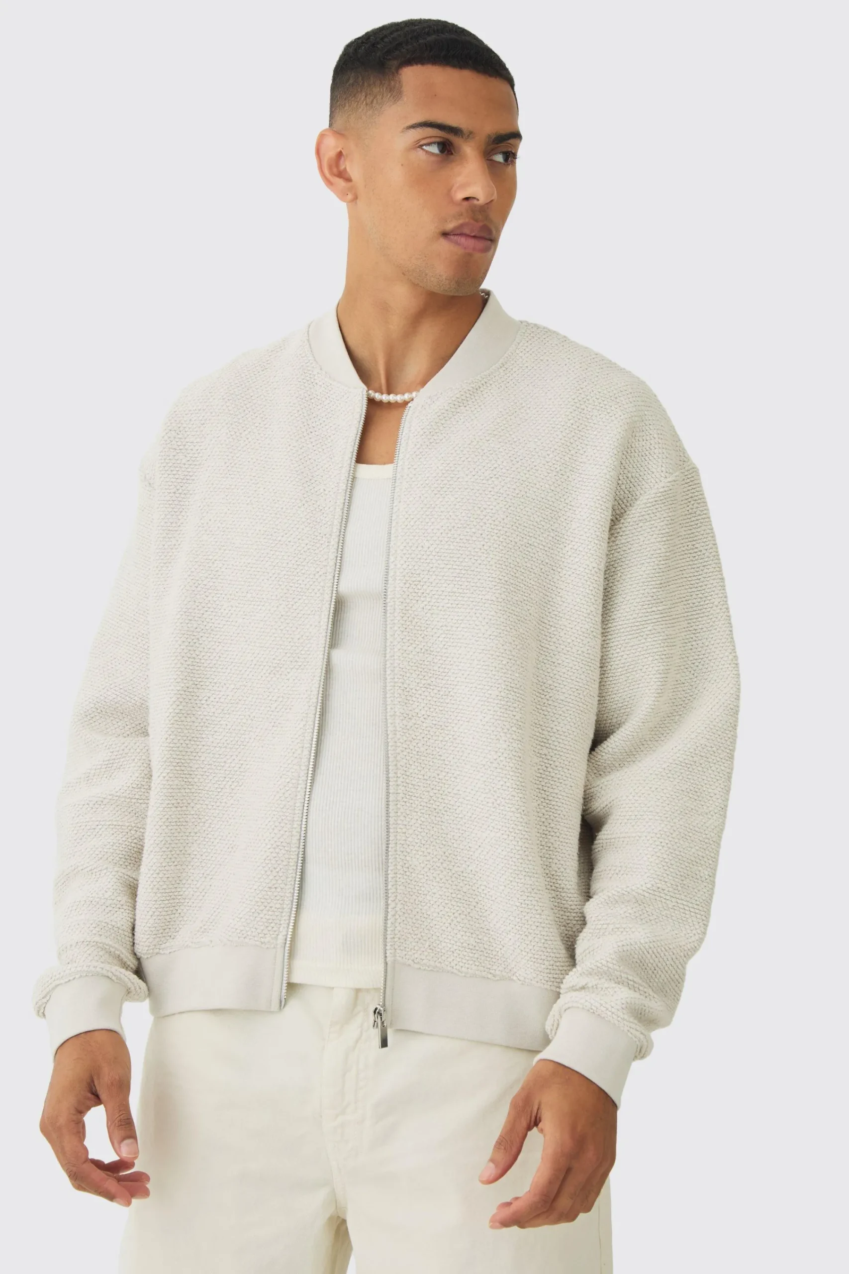 boohooMAN Oversized Boxy Heavy Boucle Bomber Jacket | UK| Coats & Jackets