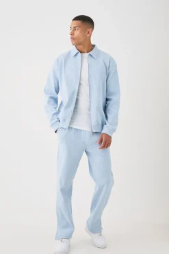 boohooMAN Oversized Boxy Heavyweight Ribbed Harrington Set | UK| Sets & Co-Ords|Tracksuits