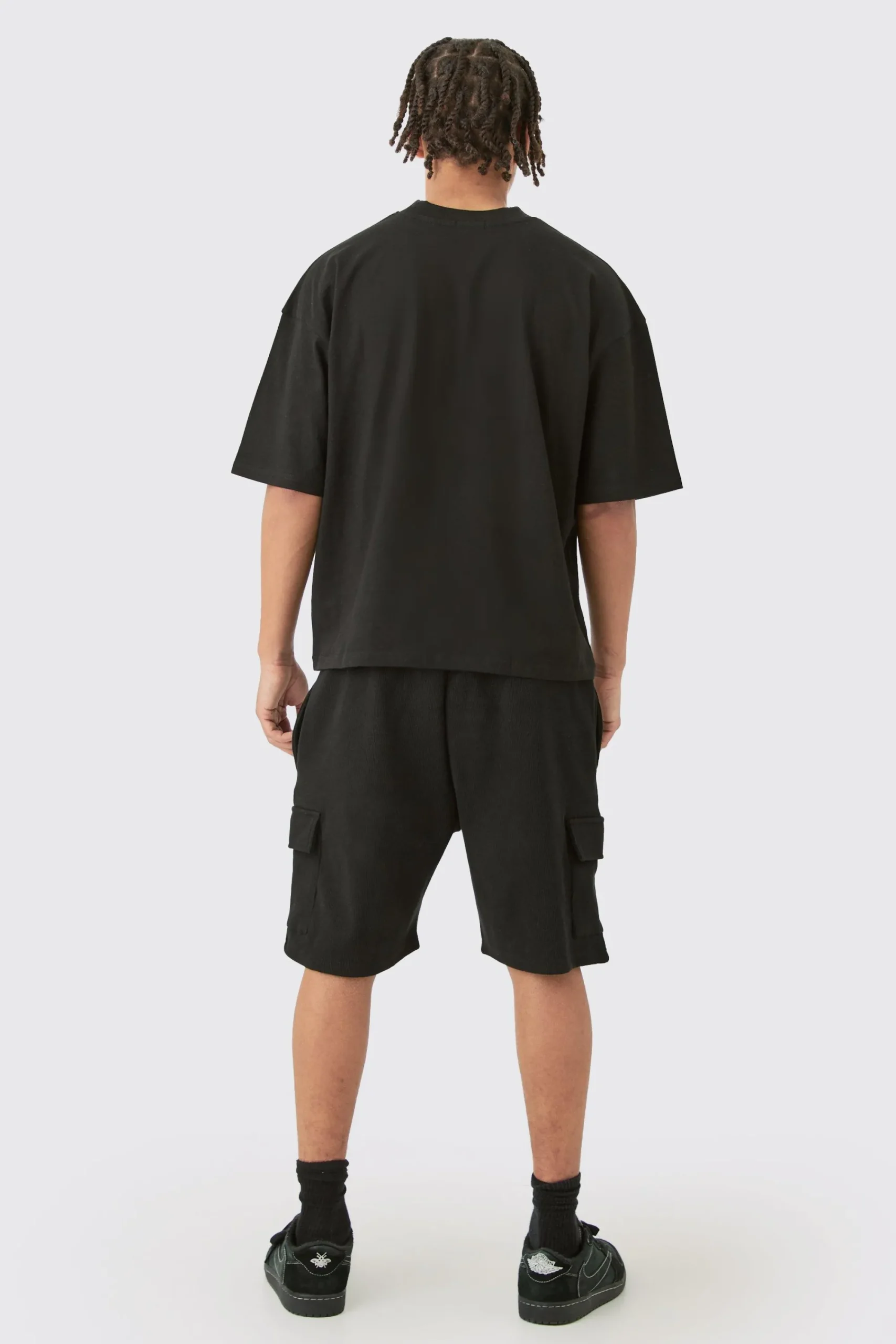 boohooMAN Oversized Boxy Heavyweight T-shirt & Ribbed Cargo Shorts Set | UK| Shorts|Sets & Co-Ords