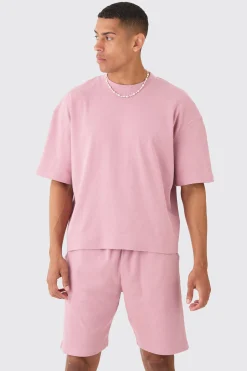boohooMAN Oversized Boxy Heavyweight Ribbed T-shirt & Shorts Set | UK| Sets & Co-Ords|Tracksuits