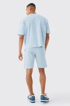 boohooMAN Oversized Boxy Heavyweight Ribbed T-shirt & Shorts Set | UK| Sets & Co-Ords|Tracksuits