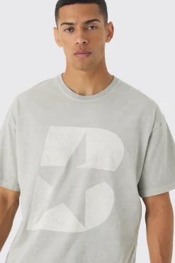 Oversized Boxy Heavyweight B Star Print T-Shirt | UK^boohooMAN Online