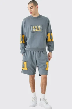 boohooMAN Oversized Boxy Homme Cut Out Sweatshirt & Shorts | UK| Tracksuits