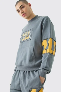 boohooMAN Oversized Boxy Homme Cut Out Sweatshirt & Shorts | UK| Tracksuits