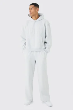 boohooMAN Oversized Boxy Homme Emboss Tracksuit | UK| Tracksuits