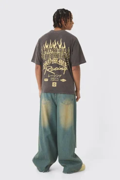 Oversized Boxy Homme Racing Printed T-Shirt | UK^boohooMAN