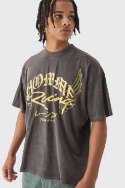 Oversized Boxy Homme Racing Printed T-Shirt | UK^boohooMAN