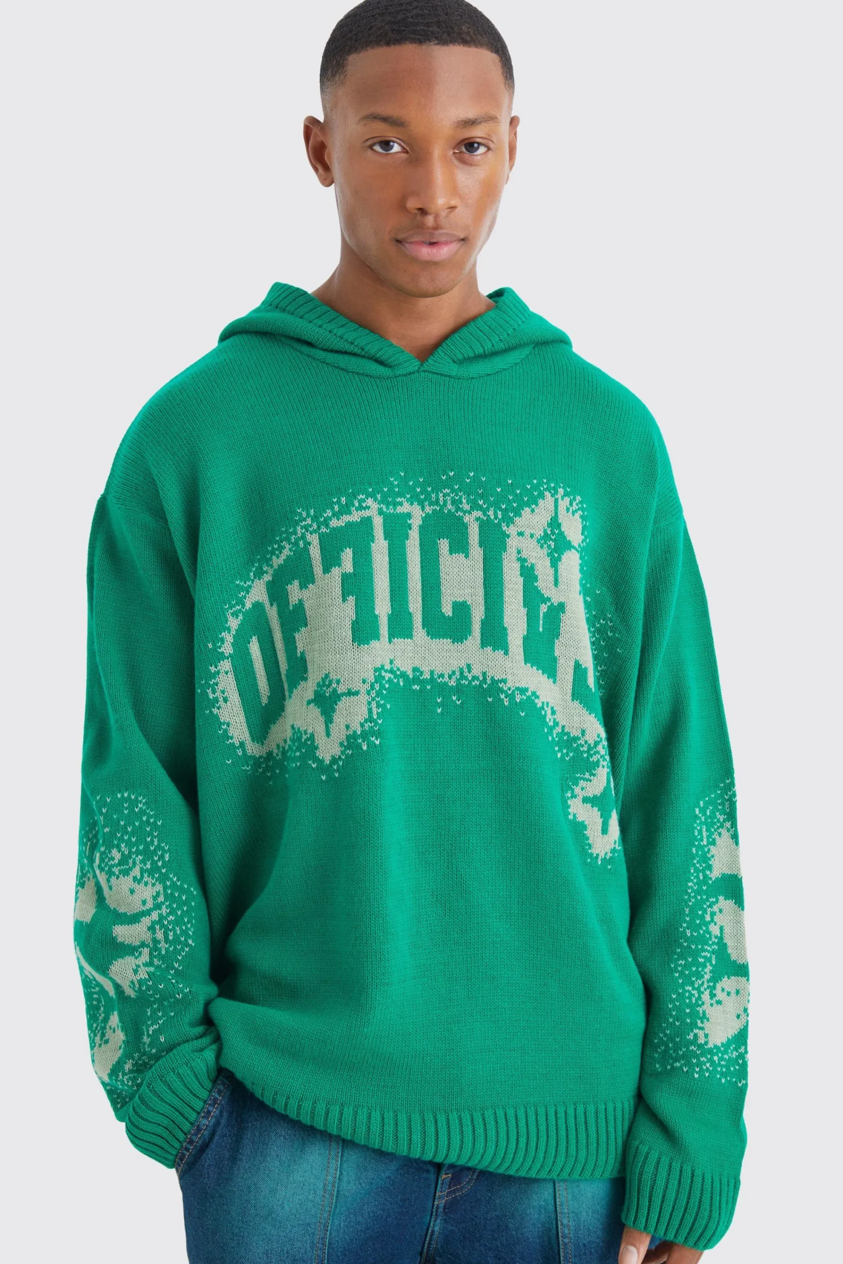 boohooMAN Oversized Boxy Jacquard Knit Jumper | UK| Knitwear