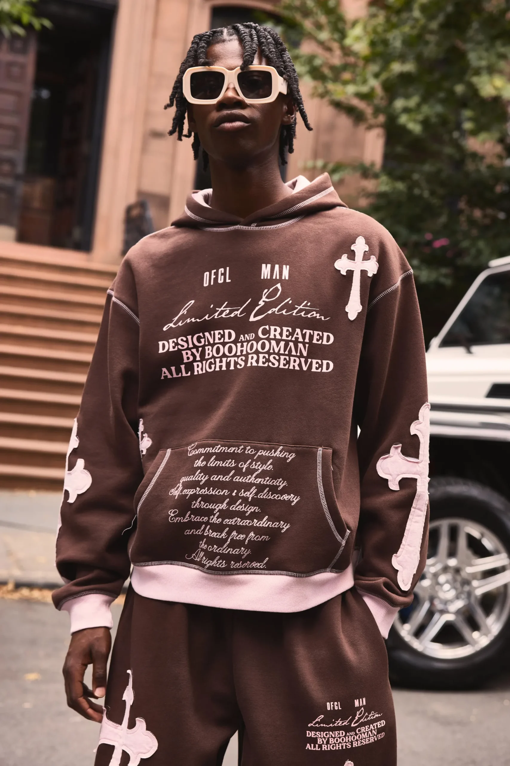 boohooMAN Oversized Boxy Limited Edition Cross Applique Hoodie | UK| Hoodies & Sweatshirts