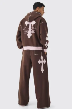 boohooMAN Oversized Boxy Limited Edition Cross Applique Hoodie | UK| Hoodies & Sweatshirts
