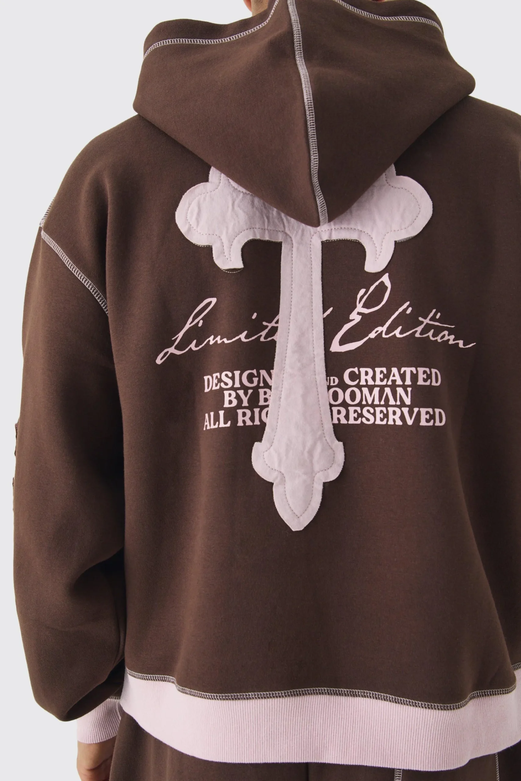 boohooMAN Oversized Boxy Limited Edition Cross Applique Hoodie | UK| Hoodies & Sweatshirts