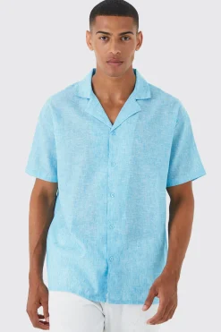 boohooMAN Oversized Boxy Linen Look Revere Shirt | UK| Shirts