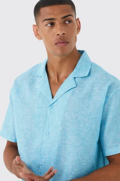 boohooMAN Oversized Boxy Linen Look Revere Shirt | UK| Shirts