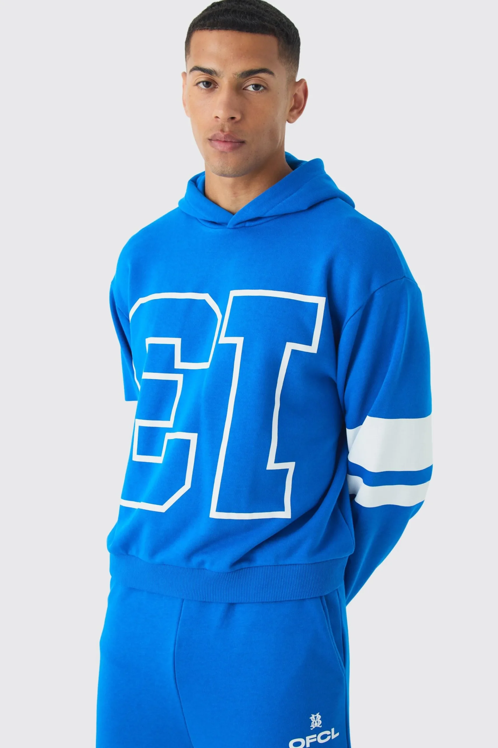 boohooMAN Oversized Boxy Loopback Varsity Stripe Tracksuit | UK| Tracksuits