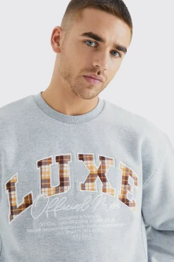 boohooMAN Oversized Boxy Luxe Applique Bear Sweatshirt | UK| Hoodies & Sweatshirts