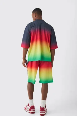 Oversized Boxy Mesh Applique Ombre Printed T-shirt | UK^boohooMAN Hot