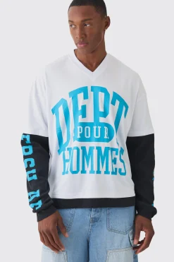 Oversized Boxy Mesh Faux Layer Waffle T-shirt | UK^boohooMAN Online