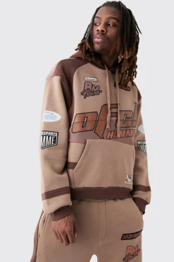 boohooMAN Oversized Boxy Moto Applique Hoodie | UK| Hoodies & Sweatshirts