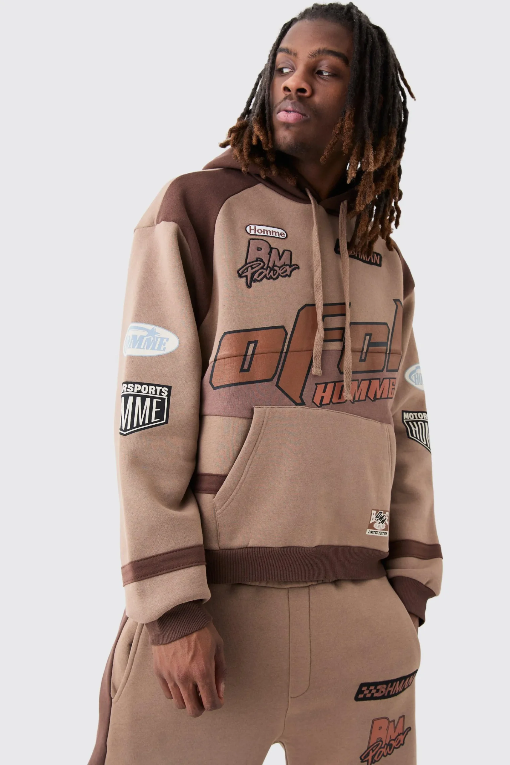 boohooMAN Oversized Boxy Moto Applique Hoodie | UK| Hoodies & Sweatshirts